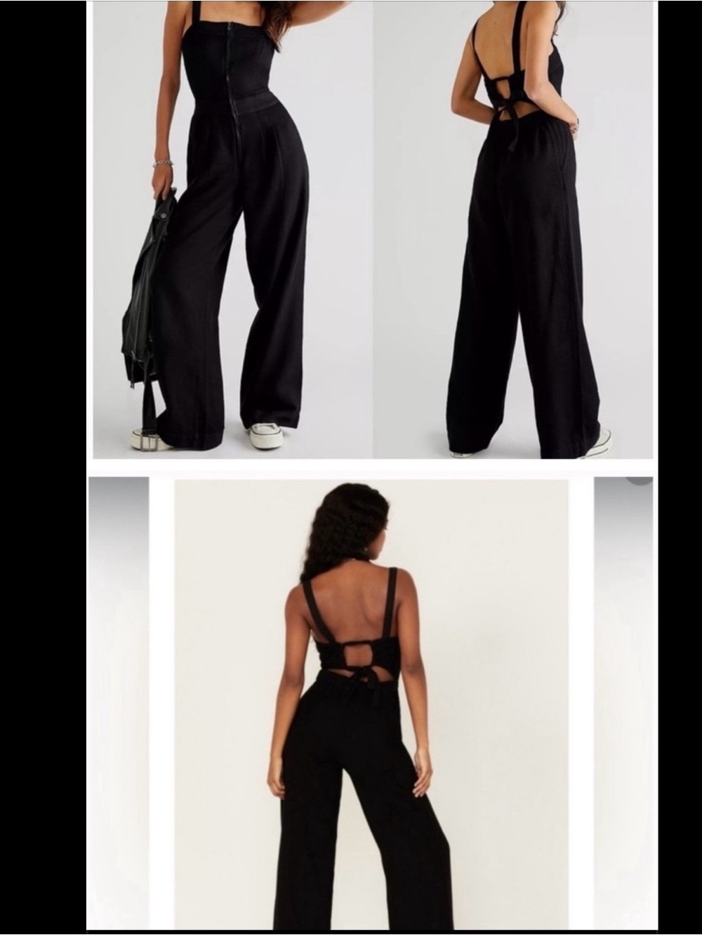 Free Peoppe Call on Me Black Sleeveless Wide-Leg Jumpsuit with Front Zip - Picture 2 of 5